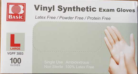 Large Vinyl Exam Gloves, 100ct